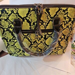 Yellow Snake Print Handbag